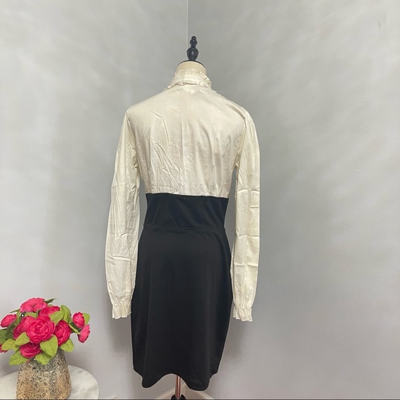 # French Style Ruffle Neck Long Sleeves Short Dress By Macys As Wish - Picture 11 of 15